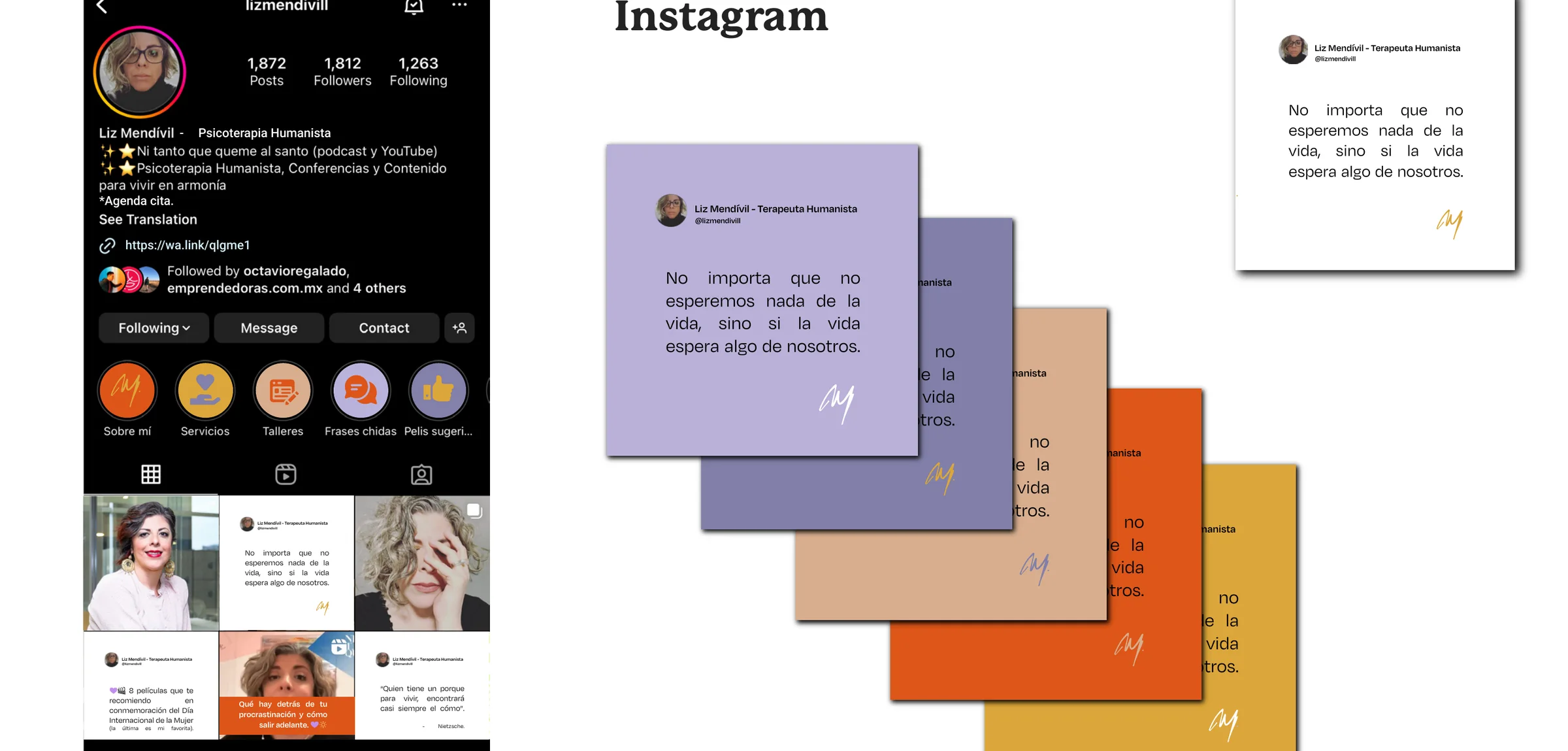 Liz Mendívil social content system for humanistic psychotherapy.