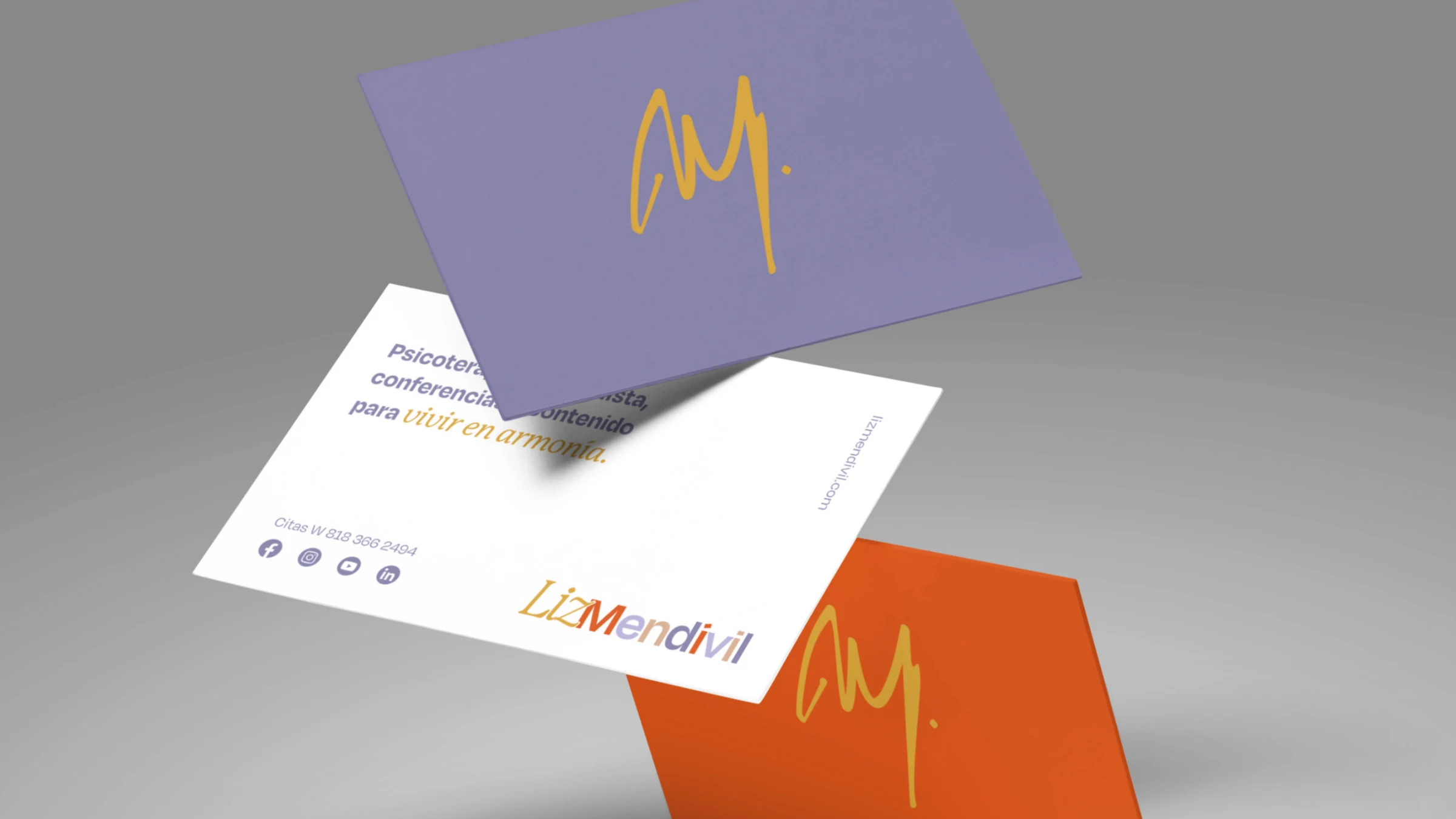 Liz Mendívil stationery and signature-mark applications.